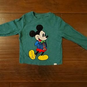 Baby GAP boy's 3T long-sleeve green Mickey shirt